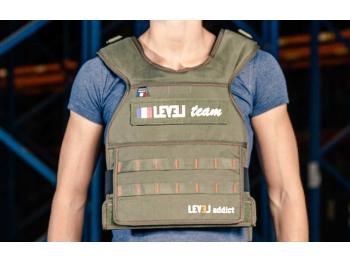 Gilet lesté vert Otan plaques 10 à 20 kg Fitness LEVEL addict