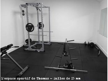 Dalle en caoutchouc de 15 mm en 1 m x 1 m | L'espace sportif de Thomas | LEVEL addict